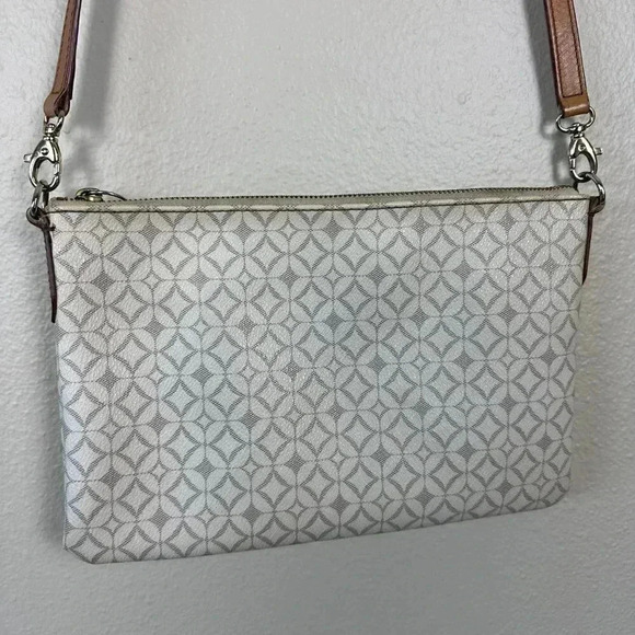 Fossil Coated Canvas Leather Sadie Crossbody Bag Bone White Brown - Picture 7 of 13